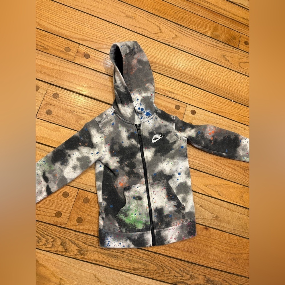 Nike Boys Multicolor Splatter Paint Speckle Zip-Up Hoodie medium 6